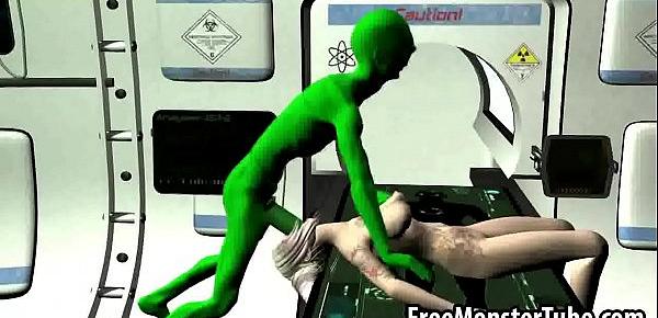  Inked 3D blonde babe gets fucked by an alien